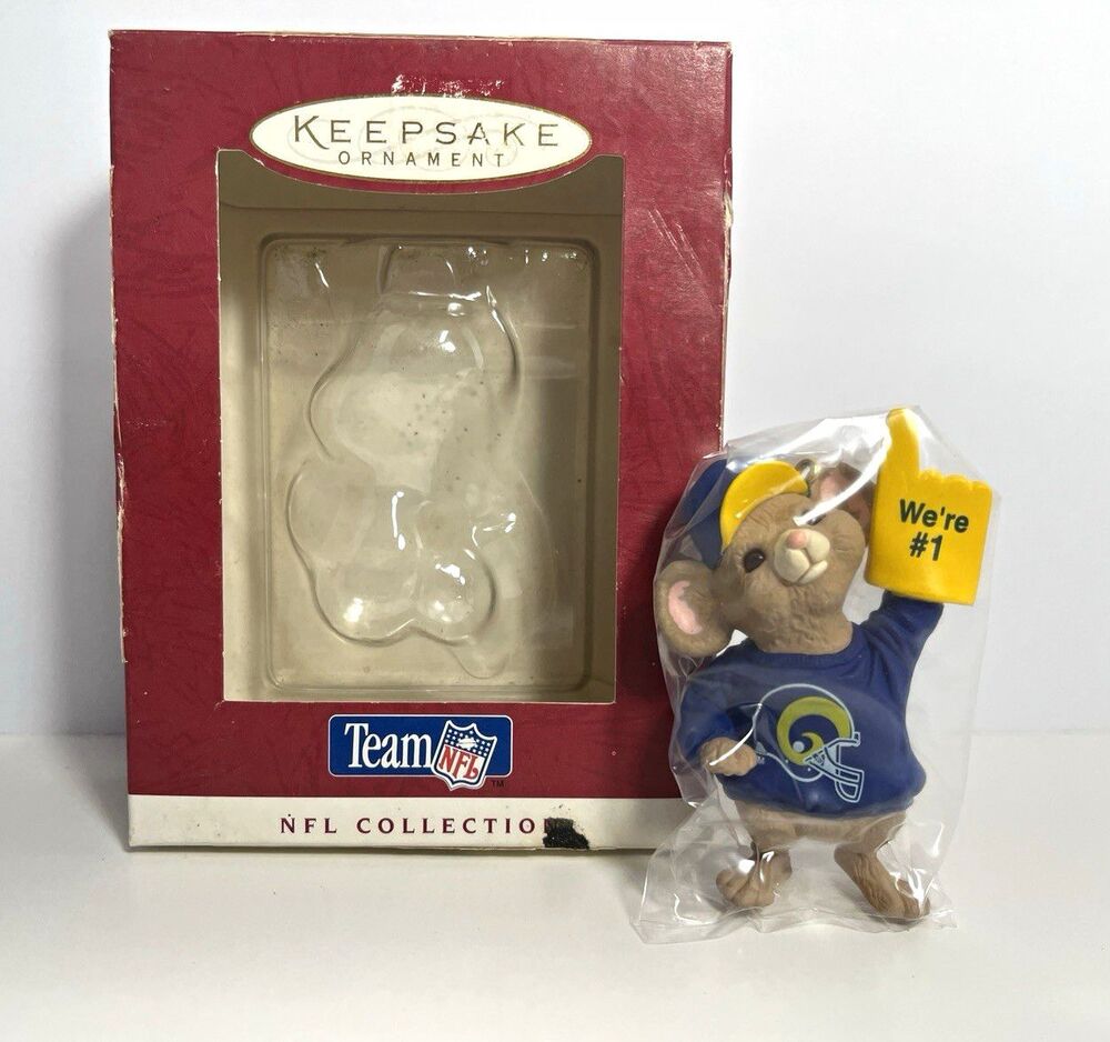 1996 Hallmark vintage NFL St. Louis Rams Mouse Ornament QSR6444 w/ Box